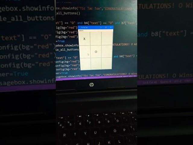 Tic Tac Toe Game Using Python Tkinter | Python | Tkinter | Python Projects | Short Video | Vs Code |