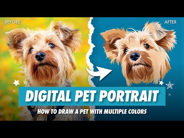 How to Make a DIGITAL PET PORTRAIT in Procreate Tutorial | Draw Dog with Multiple Colors on iPad
