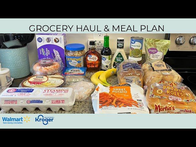 GROCERY HAUL & MEAL PLAN | BUDGET FRIENDLY | WALMART PICKUP | KROGER | DINNER IDEAS | FAMILY OF TWO