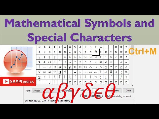 How to insert mathematical symbols in origin