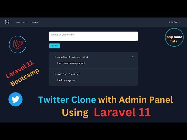 Twitter Clone using Laravel 11  with Admin Panel | Laravel 11 Project | Laravel 11 Tutorial