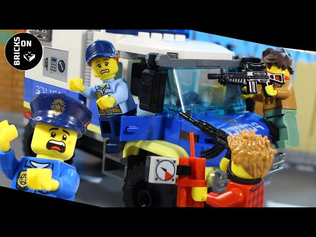 Lego Bank Truck Explosion Robbery Crazy Heist Junkyard Chase Lego City Police Stop Motion Animation