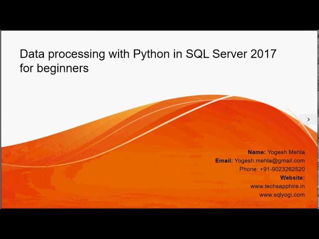 Data processing with Python in SQL Server 2017 for beginners