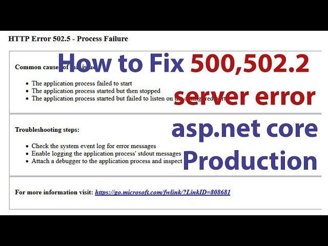 fix 500 internal server,502.5 error in asp.net core