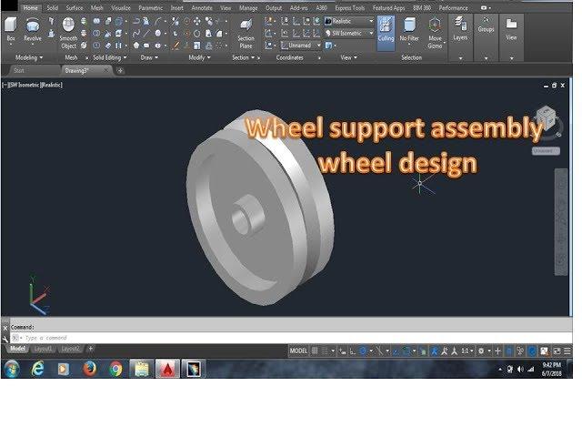 How To Draw A Wheel Support Assembly  Wheel part in autocad