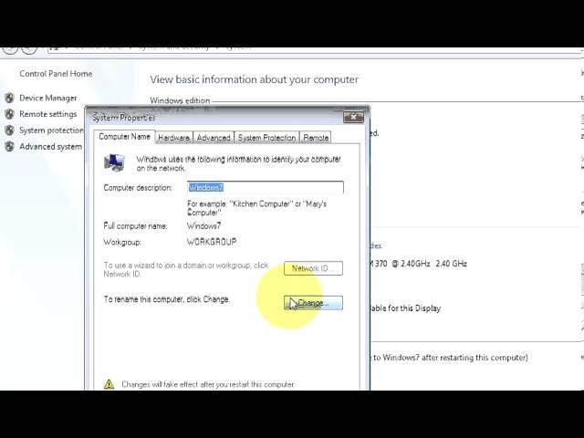 Windows 7 : How to Change Your Computer Name