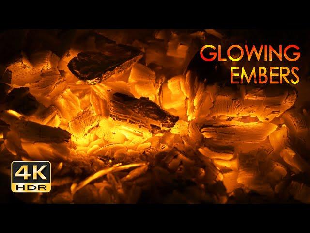 4K HDR Glowing Embers - Gentle Fire Crackles - Sounds for Sleeping - Fireplace Relaxation - 10 Hours