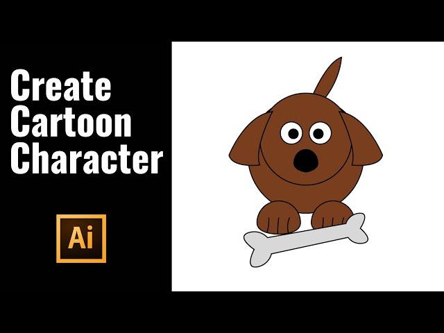 Flat Design Puppy Cartoon - How to Draw Dog Cartoon Character Using adobe Illustrator