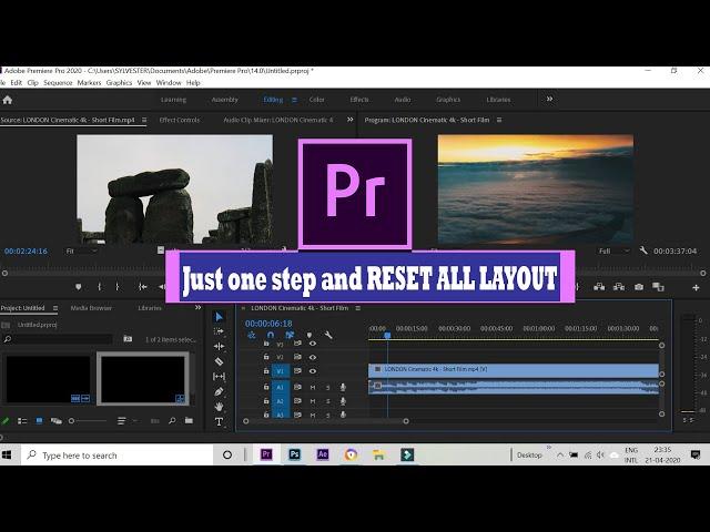 How to reset adobe premiere pro 2020 to default settings.