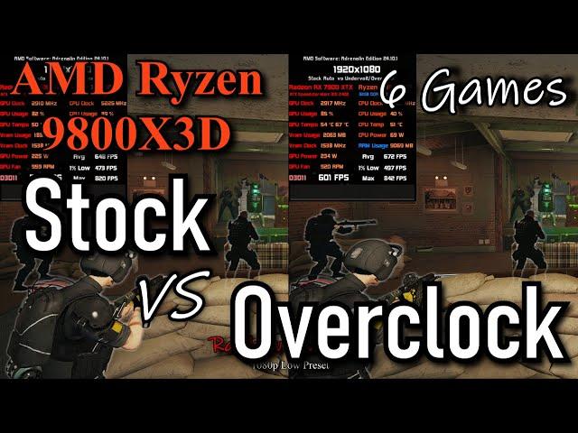 AMD Ryzen 9800X3D Stock vs Overclock | 6 Games @ 1080p Low | 7900 XTX #9800x3d #9800x3d