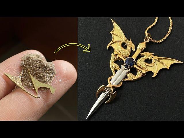 make a twin dragon pendant - DIY dragon sword pendant