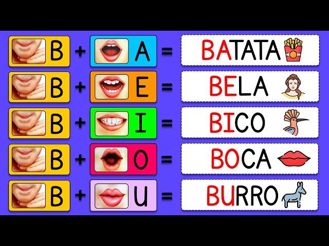 Família Silábica de A a Z para crianças | Alfabeto para crianças | Aprender a ler e escrever | ABC