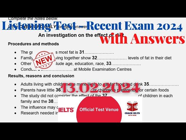 IELTS Listening Actual Test 2024 with Answers | 13.02.2024