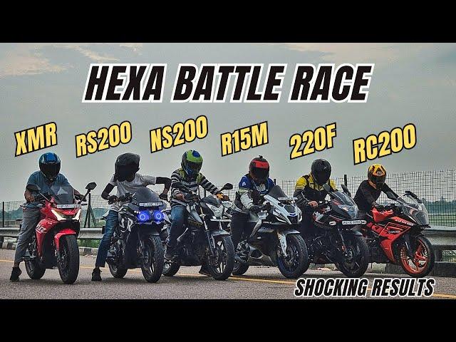 Yamaha R15M vs Karizma Xmr Vs Bajaj RS200 Vs Ktm RC200 Vs Pulsar 220F Vs NS200 | Shocking results