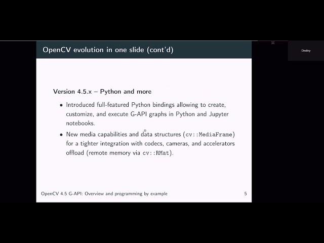 OpenCV Webinar 9: OpenCV 4.5 Graph API