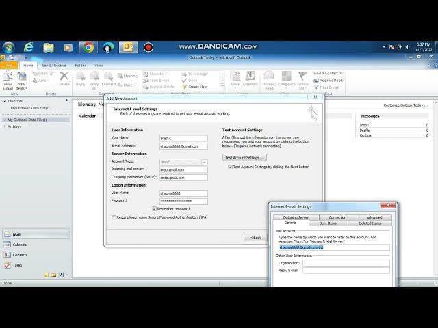 How to setup Outlook 2010 with a gmail account (new)