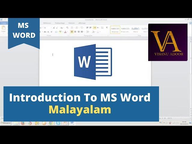 MS Word Tutorial Malayalam | An Introduction To MS Word Malayalam  | Vishnu Adoor