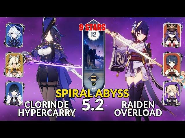 New 5.2 Spiral Abyss | Clorinde Hypercarry Team and Raiden Overload | Genshin Impact Floor 12