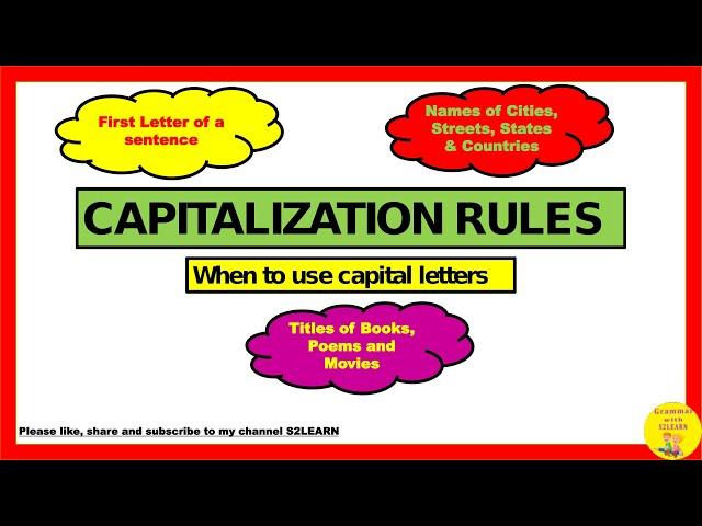 When To Use Capital Letters| Capitalization Rules In English|S2LEARN