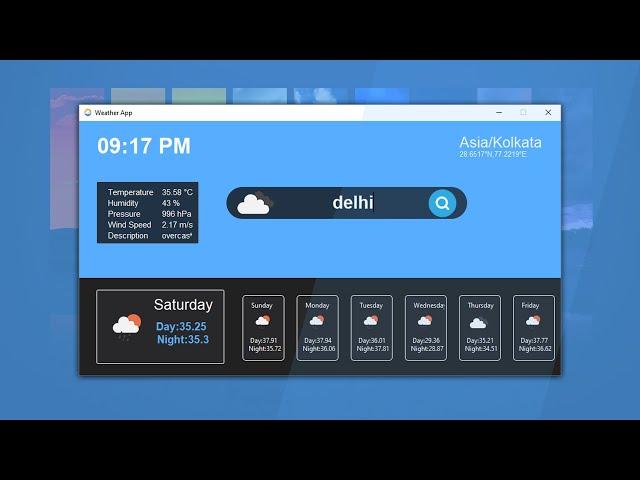 Create Weather Forecast App Using Python | Weather API | Python Tkinter Project