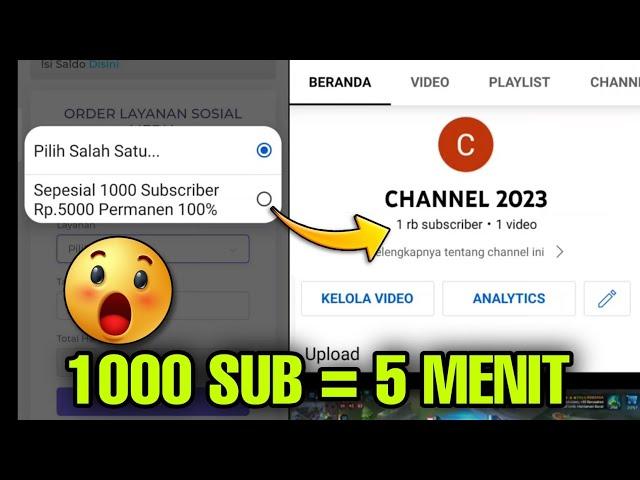 1000 SUBSCRIBER DALAM 5 MENIT !!! - Cara Menambah Subscriber Youtube 2023 Aman Permanen