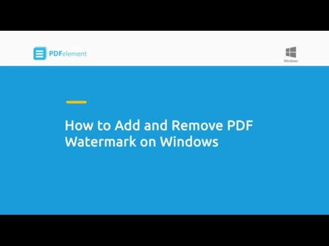 How to Add and Remove PDF Watermark on Windows