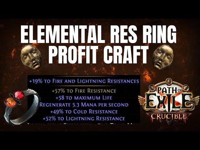 PoE 3.21 - Profit Crafting High Elemental Resistance Rings - Path of Exile Crucible League