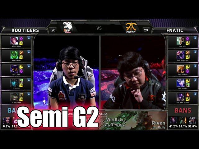 Fnatic vs KOO Tigers | Game 2 Semi Finals LoL S5 World Championship 2015 | FNC vs KOO G2 Worlds