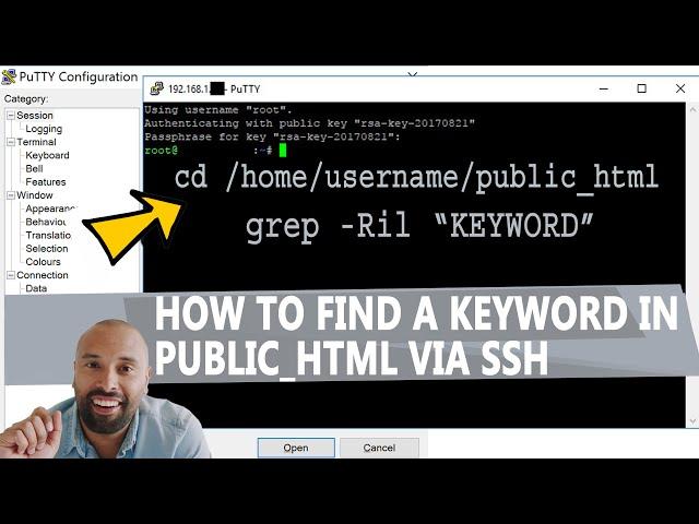 How to Find a keyword under whole public html via SSH?