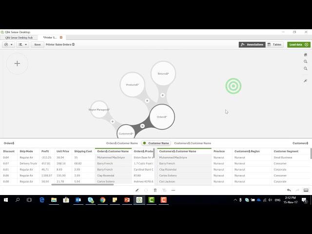 Create table associations with the Qliksense Data Manager