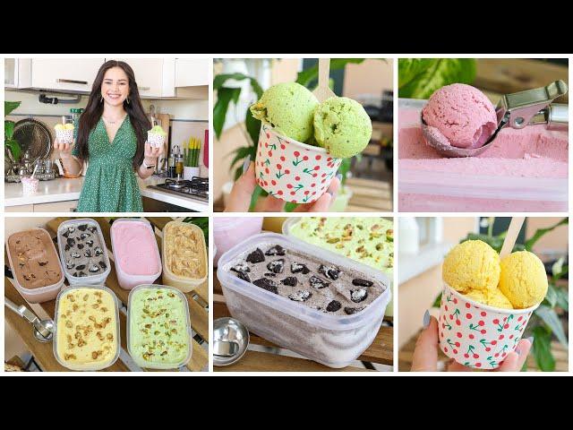 مثلجات منزلية ب3 مكونات فقط وب6 نكهات مختلفةبطريقة سهلة أروع من المحلاتHomemade Ice Cream