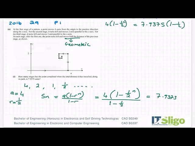 Sequence and Series 2016 Q9 Paper 1 Leaving Cert Higher Level Maths