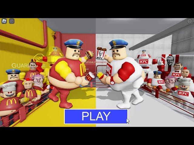 MCDONALDS BARRY Team Vs KFC BARRY Team in BARRY'S PRISON RUN! New Scary Obby (#Roblox)