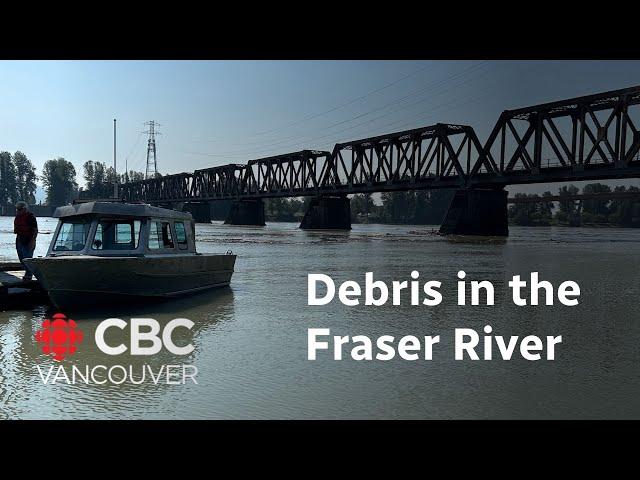 Debris washing into the Fraser River from the Chilcotin River landslide