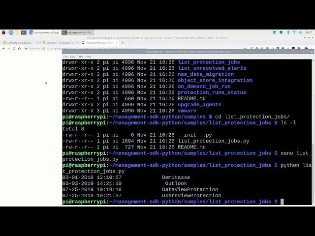 Managing Cohesity with a RaspberryPi and Python