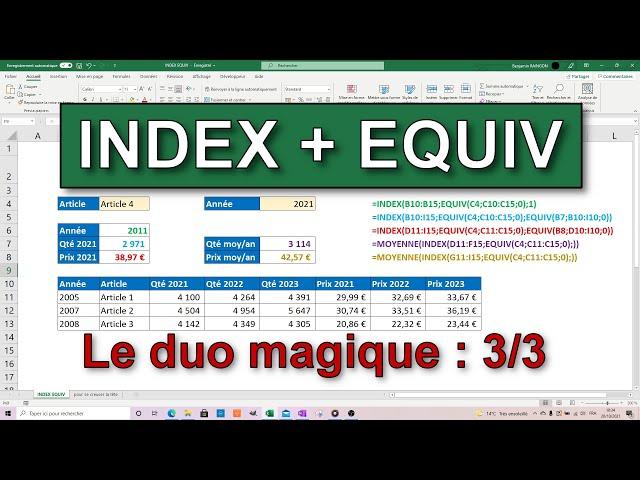 Fonction Excel : INDEX EQUIV, la combinaison gagnante !