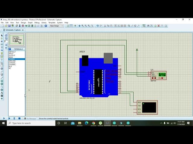 how to make a simulation of bmp180 Pressure sensor with arduino in proteus