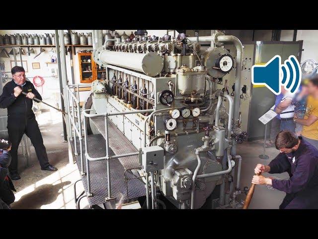 Start Up of a WW2 Submarine Diesel Engine of a German U-Boat 