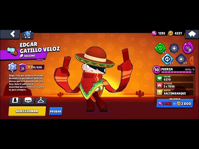 Subiendo al Edgar al nivel maximo(11) #brawlstars @BrawlStars