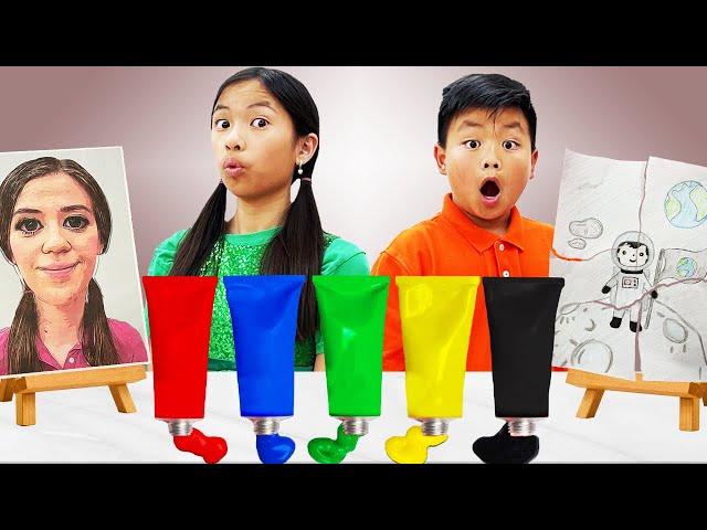 Alex and Wendy Draw Me Coloring Art Challenge | Alex and Wendy Draw in Art Class