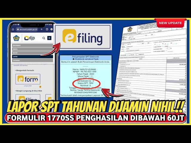 DIJAMIN NIHIL!! cara lapor spt tahunan pribadi online dibawah 60 juta Formulir 1770 SS