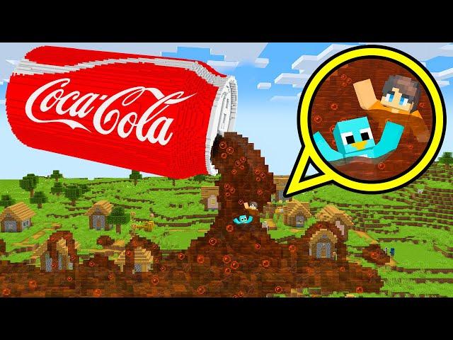 MILO and CHIP Village vs COCA COLA FLOOD in Minecraft