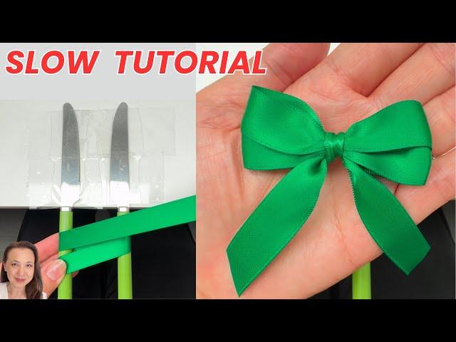  How to make a Double Bow with Ribbon - SLOW demonstration | DIY Bow Maker