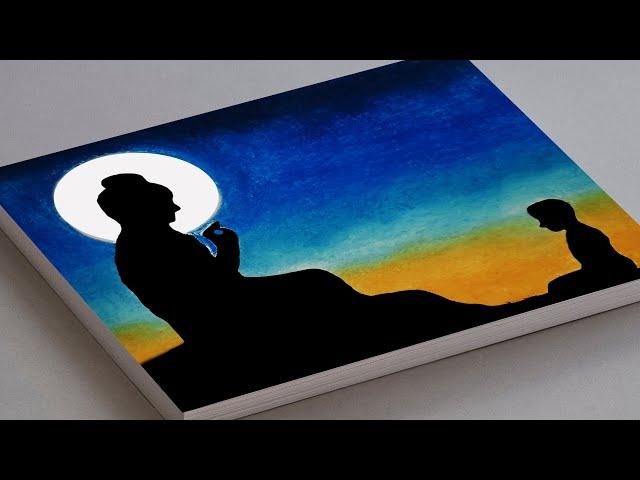 GURU PURNIMA DRAWING WITH OIL PASTEL | HOW TO DRAW GURU PURNIMA GREETING CARDS / POSTER FOR TEACHERS