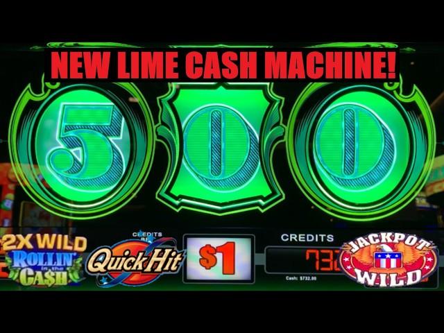 NEW LIME GREEN CASH MACHINE SLOT PAYS BIG!! Quick Hit Super Wheel + Rollin in the Cash!