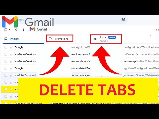 How to REMOVE Disable Gmail TABS (Social Promotions Updates Forums PRIMARY PC Phone Email)