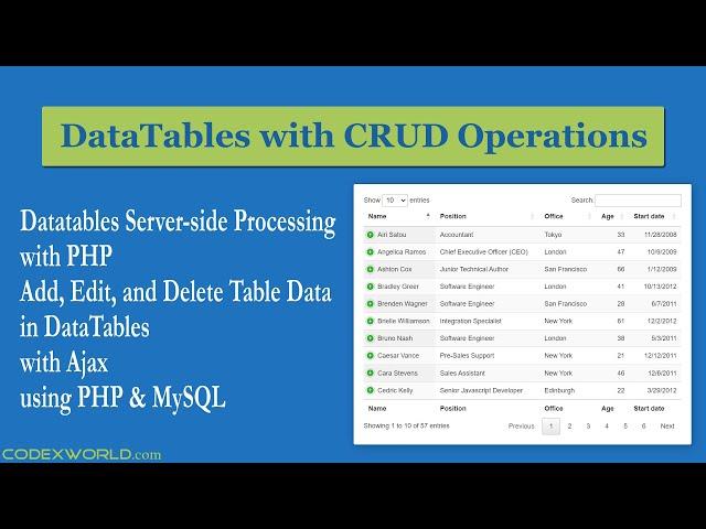 DataTables CRUD Operations with PHP and MySQL