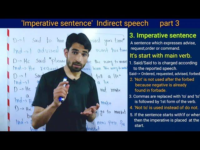 Direct and Indirect speech | imperative sentence Indirect speech rules | Narrations