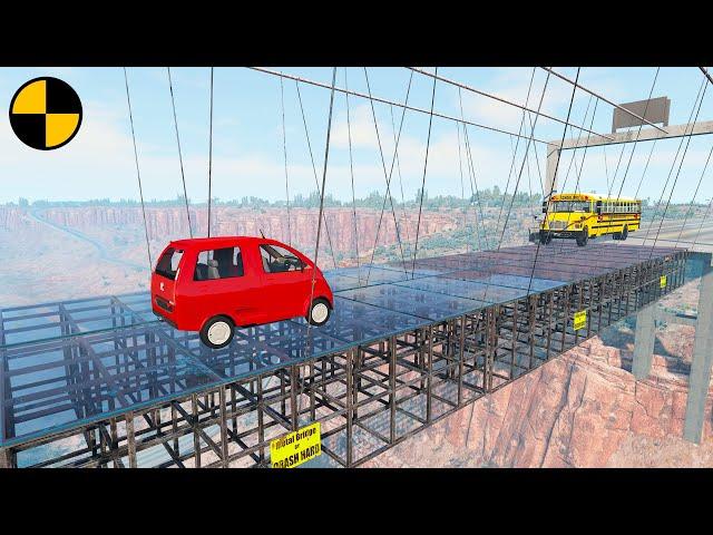 Cars vs Glass Bridge  BeamNG.Drive