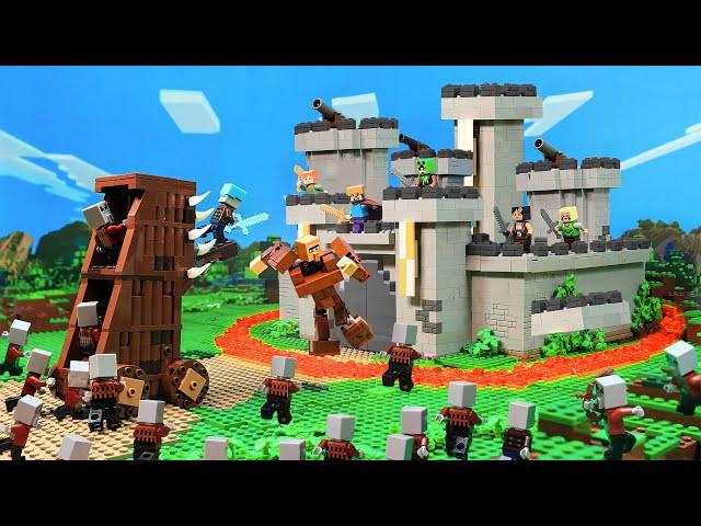 DEFENDING THE FORTRESS 2:  SECURITY BUILD HACKS vs VILLAGERS -   Lego Minecraft Animation